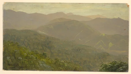 Piirros, vuoristomaisema, elokuu 1865