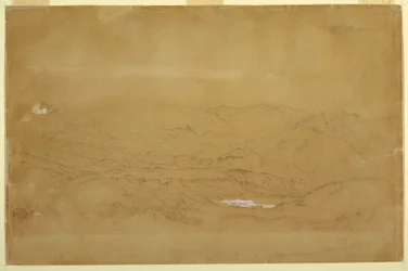 Piirros, Vuoristomaisema Guanojon ja Guarandan lähellä, Ecuador, 10. kesäkuuta 1857.