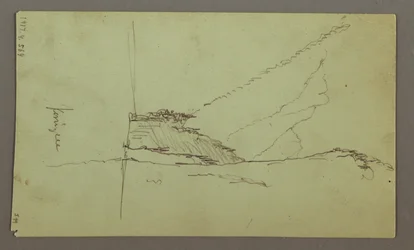 Piirros, Vuorenhuiput, joki, heinäkuu 1868