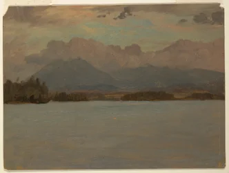 Piirros, Katahdin-vuori Katahdinjärveltä, 1855-65.