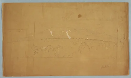 Piirros, Katahdin-vuori Katahdinjärveltä, Maine, 1852.