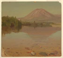 Piirros, Katahdin-vuori Katahdinjärveltä, mahdollisesti 1870.