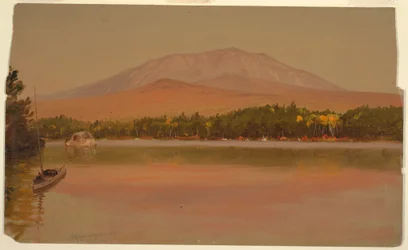 Piirros, Katahdin-vuori Togue Pondista, 1875-80.