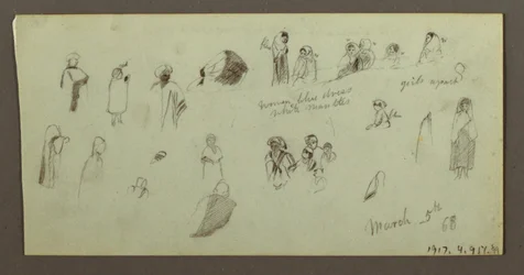 Piirros, Kattoja merelle päin, talon oviaukko, 7. maaliskuuta 1868.