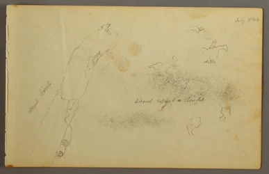 Piirros, Luonnoksia pilvistä ja kuolleesta koivusta, heinäkuu 1844.