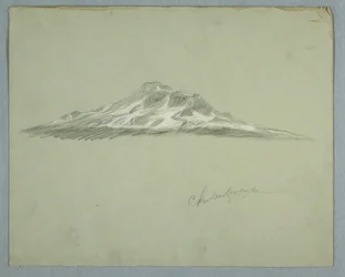 Piirros, Chimborazo-vuoren lumipeitteinen huippu, Ecuador, heinäkuu 1857.
