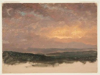 Piirros, Auringonlasku Catskillsin yllä, 1870-80.