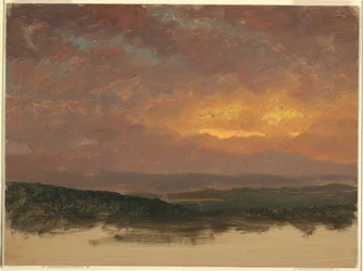 Piirros, Auringonlasku Catskillsin yllä, 1870-80.