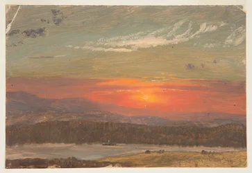 Piirros, Auringonlasku Catskillsin yllä, 1870-80.