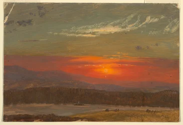 Piirros, Auringonlasku Catskillsin yllä, 1870-80.