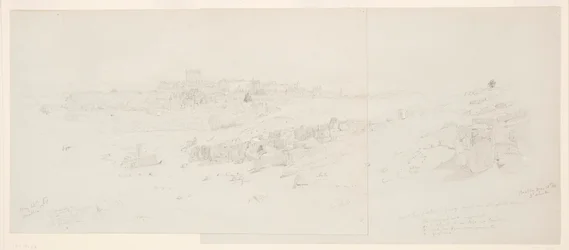 Piirros, Temppelit aamulla, Baalbek, 12. toukokuuta 1868.