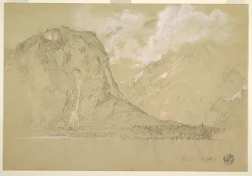 Piirros, Königssee ja Schrainbachin putoukset, heinäkuu 1868.