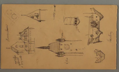 Piirustus, tornit, alppirakennukset, 1868
