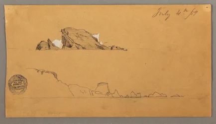 Piirros, Kaksi jäävuorta, 4. heinäkuuta 1859.