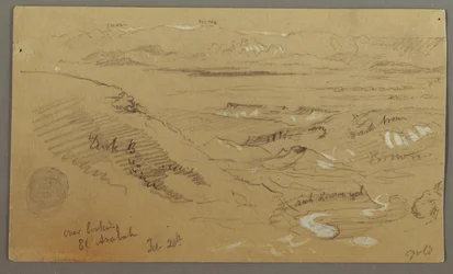 Piirros, Näkymä Wady el-Arabahin poikki, 20. helmikuuta, mahdollisesti 1868.