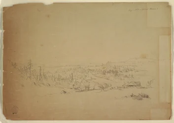 Piirros, Näkymä Grand Mananin saarelta, Kanadasta, merelle, syyskuu 1851.