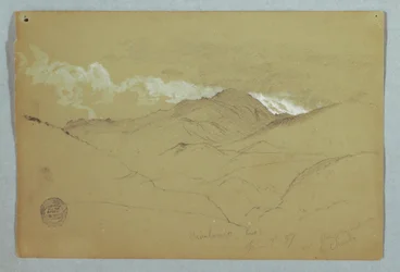 Piirros, Näkymä Chimborazo-vuoren itäpuolelta, Ecuador, 3. kesäkuuta 1857.