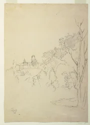 Piirros, Näkymä Olanaan, taiteilijan kotiin, Hudson, New York, n. 1872.