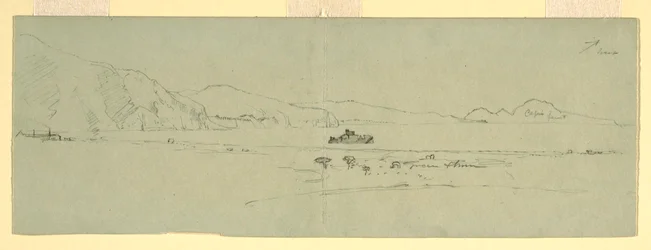 Piirros, Näkymä Caprin Sorrenton niemimaalle, Italia, koillisesta, 1869