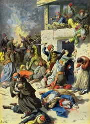 Turkkilaisten suorittama joukkomurha Kreetalla heinäkuussa 1896 (kaiverrus).