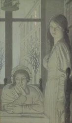 Sisustus - Ilta, 1915 (lyijykynä, pesu ja guassi)