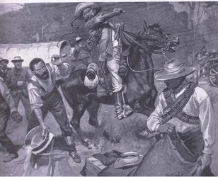 Rauhanlähettiläiden kohtelu buurien taholta: Harmsworth Bros Limitedin vuonna 1901 julkaisemasta teoksesta After Pretoria: The Guerilla War (Pretorian jälkeen: sissisota).