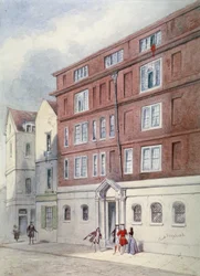 Titus Oatesin asuinpaikka, Oat Lane, Lontoo, 1845.
