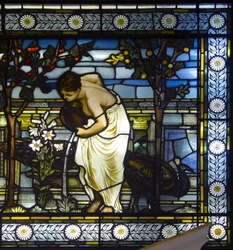 Lontoo, Thomas Goode Showroom, South Audley Street, GE Cooke, syynä Frederick Vincent Hart (1843-1914), Classical Maidens In A Garden, 1876