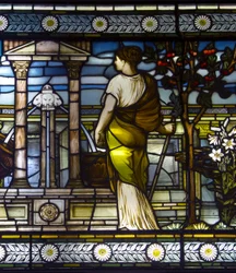 Lontoo, Thomas Goode Showroom, South Audley Street, GE Cooke, syynä Frederick Vincent Hart (1843-1914), Classical Maidens In A Garden, 1876