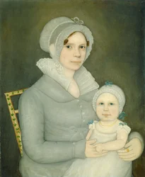 Rouva John Harrisson ja tytär, noin 1823 (öljy kankaalle).