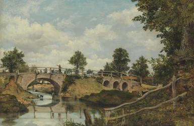 Vanha silta Hendonissa, Middlesexissä, n. 1828.