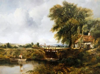 Dedham Lock (öljy kankaalle)