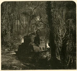 "Nousemassa Ocklawaha-joelle yöllä", 1872.