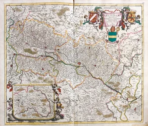 Alsacen herttuakunnan kartta (Ranska) (etsaus