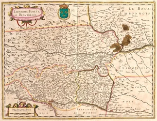 Aluekartat Lyon ja Beaujolais (Ranska) (etsaus