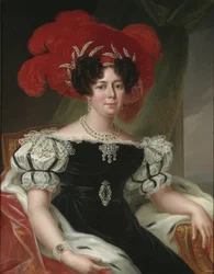 Desire Clary, reine consort de Suede et Norvege - Muotokuva Desideriasta (1777-1860), Ruotsin ja Norjan kuningattaresta, kirjoittanut Westin, Fredric (1782-1862). Öljy kankaalle