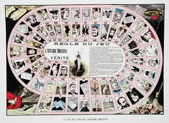 The Game of the Goose in the Dreyfus Affair, julkaisusta History of the Third Republic, Voi. I, Poliittinen historia, pub.1933 (väri litho)