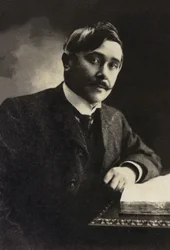 Muotokuva Maurice Maeterlinckistä (1862-1949), näytelmäkirjailija, esseisti, ranskankielinen belgialainen runoilija.