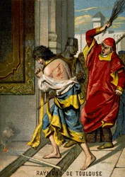 22/06/1209. Toulousen kreivi Raimund VI, jonka paavi Innocentius III oli julistanut kirkonkiroukseen, koska tämä ei vainonnut kataareja, joutuu syytetyksi Pierre de Castelnaun murhan alkuunpanosta, tekee kunniallisen parannuksen ja hänet ruoskitaan