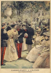 Puutarhajuhlat Elysee-järvellä (La Farandole) - Meaulle, Fortune Louis (1844-1901) kuvitus Le Petit Journalista, 21. heinäkuuta 1895 (kaiverrus)