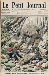 Kauhistuttava kiven putoaminen Tirolissa, kuvitus "Le Petit Journalista", 5. elokuuta 1906