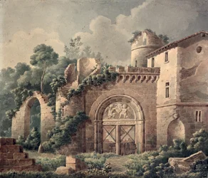 Raunioitu linna, n. 1820 (wc paperilla)