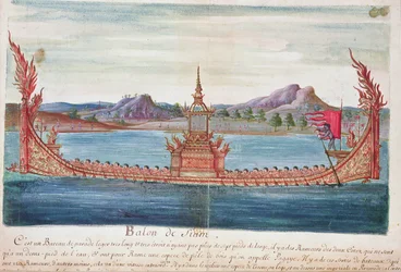 Siamilainen paraativene, Siamin jesuiittojen kertomuksesta, 1688 (wc paperilla)