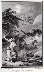 Hurrikaani Länsi-Intiassa. Kaiverrus vuodelta 1780 Chartres, Museum of Fine Arts