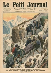 Liikkuva laskeutuminen alas Mont Blanc, kuvitus 