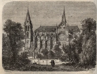 Pariisin luostari Saint-Victor (Saint Victor), perustettu 1100-luvulla - kaiverrus Victor Duruyn (1811-1894) "Histoire de France" -kirjaan - 1882