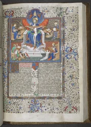 Lisää 18857, f.148 Kolminaisuus ja neljä evankelistaa (vellum)
