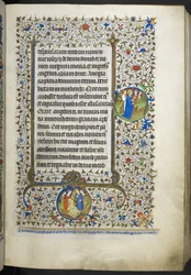 Lisää Ms 18850 f.21r Book of Hours (The Bedford Hours) c.1410-30 (mustetta, väriä ja kultaa perunakalvolla)