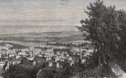 Agen - Lot-et-Garonne - kaiverrus V.A. Malt-Brownin kirjaan "La France illustrée: maantiede, historia, tilastohallinto". 1884