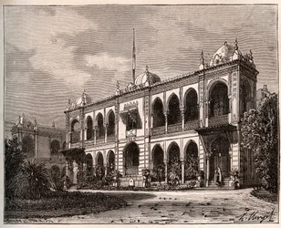 Alger - Kuvernöörin palatsi Mustaphassa - V.A. Malt-Brownin kaiverrus "La France illustrée: maantiede, historia, tilastohallinto". 1884
